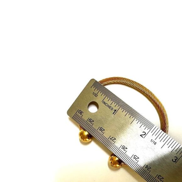 Gold tone twisted magnetic open bangle bracelet - Picture 5 of 7